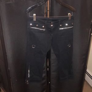 Black crop jeans with silver hardware